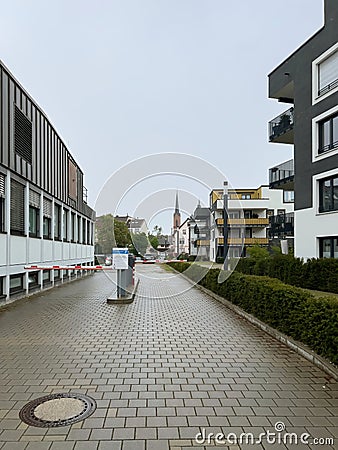 Private parking place entrance - Charming German urban area Editorial Stock Photo