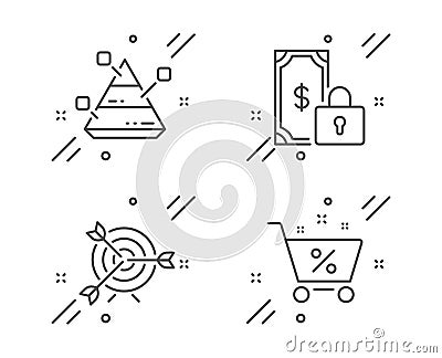 Private payment, Target and Pyramid chart icons set. Loan percent sign. Vector Vector Illustration