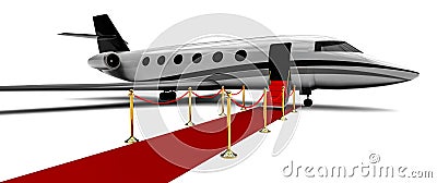 Private plane with a red carpet entrance Stock Photo