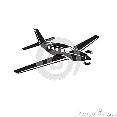 Private plane vector illustration icon. Single engine propelled aircraft. Vector Illustration