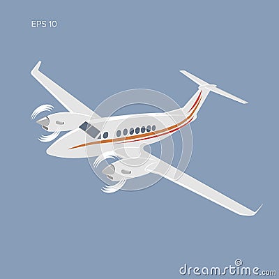 Private plane vector illustration icon. Twin engine propelled aircraft. Vector Illustration