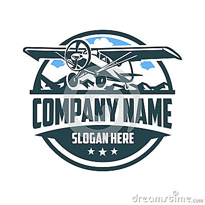 Private Small Plane Rental Company Emblem Logo Vector Isolated Vector Illustration