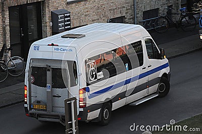 PRIVATE TRANSPORT VAN FROMHB-CARE .DK DURING COVID-19 Editorial Stock Photo