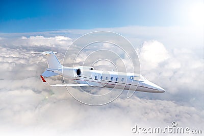 Private white Jet Stock Photo