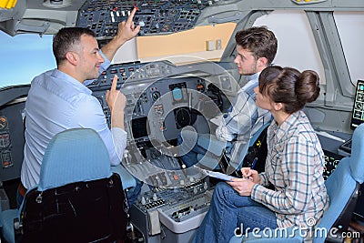 Privilege to be inside airplane`s cabin Stock Photo