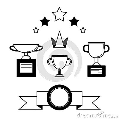 Prize award icon set Vector Illustration