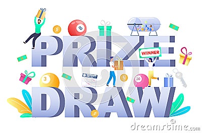 Prize draw typography banner template, vector illustration Vector Illustration