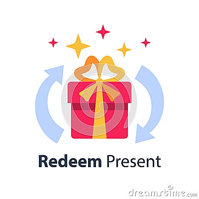 Special reward, prize giveaway, loyalty present, incentive or perks, bonus program Vector Illustration