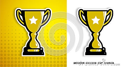 Prize sports cup for participation in sports competitions. Award to winner of tournament. Vector in modern contrast style Vector Illustration
