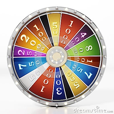 Prize wheel isolated on white background. 3D illustration Cartoon Illustration