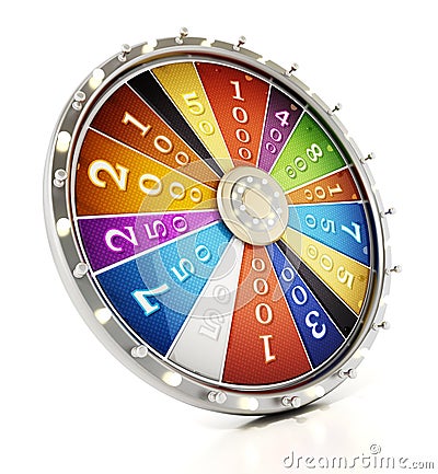 Prize wheel isolated on white background. 3D illustration Cartoon Illustration