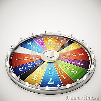 Prize wheel isolated on white background. 3D illustration Cartoon Illustration