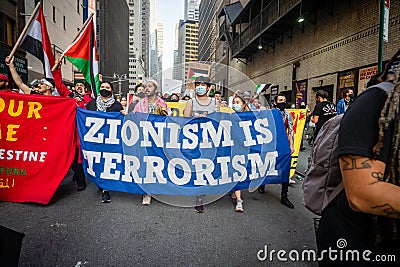 Pro-Palestine, anti-Israel protest in New York during Gaza war Editorial Stock Photo