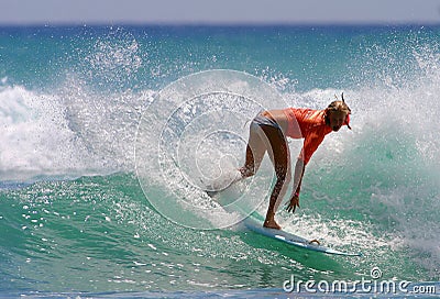 Pro Surfer Bethany Hamilton Surfing in Waikiki Editorial Stock Photo