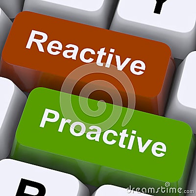 Proactive And Reactive Keys Show Initiative And Improvement Stock Photo