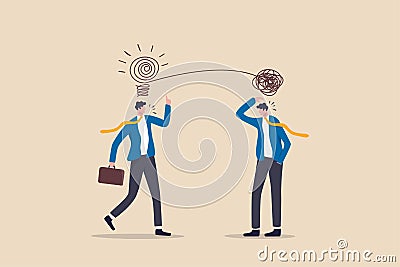 Proactive and reactive thinking, chaos and order theory or simplify idea to solve difficulty problems concept, businessmen Stock Photo