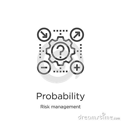 probability icon vector from risk management collection. Thin line probability outline icon vector illustration. Outline, thin Vector Illustration