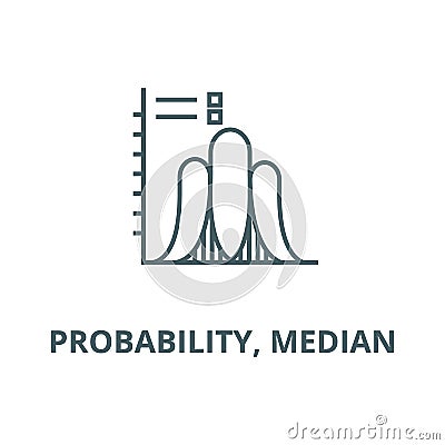 Probability, median vector line icon, linear concept, outline sign, symbol Vector Illustration
