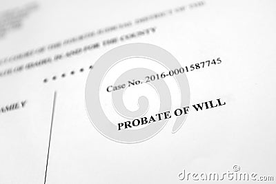 Probate Filings Court Document Estate Planning Stock Photo