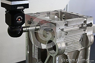 Probe of Coordinate Measuring Machine CMM by Wenzel, as part of precision metrology CMM system Editorial Stock Photo