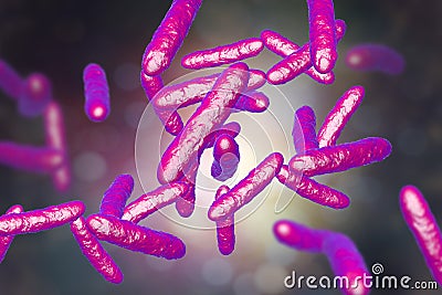 Probiotic bacteria, normal intestinal microflora Cartoon Illustration