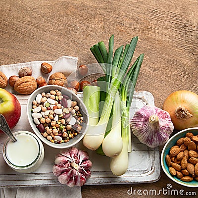 Probiotic rich foods Stock Photo