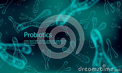 Probiotics Bacteria Biology, Science background. Vector Illustration