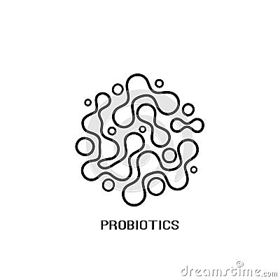 Probiotics bacteria logo design line icon. Healthy nutrition ingredient for therapeutic Vector Illustration