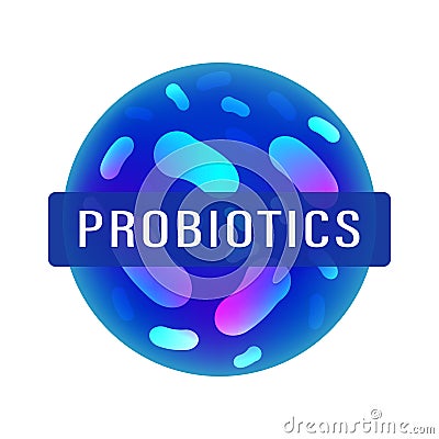 Probiotics Bacteria logo. Immunity Stimulation Medicines icon with Lactobacillus Probiotic Bacteria. Vector concept illustration Vector Illustration