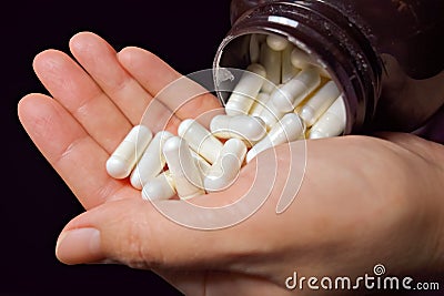 Probiotics Capsule On Palm Stock Photo