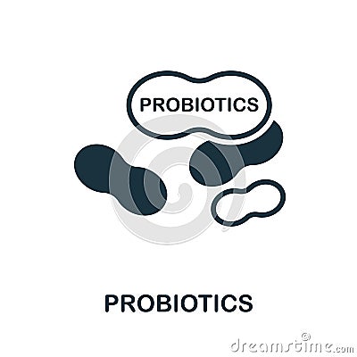Probiotics icon. Monochrome sign from diet collection. Creative Probiotics icon illustration for web design Vector Illustration