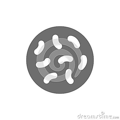 Probiotics, lactobacilli, bifidobacteria grey icon. Isolated on white background Vector Illustration