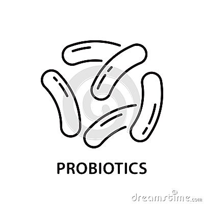 Probiotics linear icon. Outline simple vector of beneficial microorganisms Vector Illustration