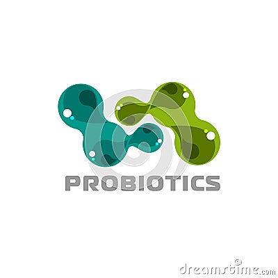 Probiotics logo. Bacteria logo. Concept of healthy nutrition ingredient for therapeutic purposes. Simple flat style trend modern l Vector Illustration