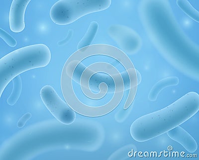 Probiotics. Microbacterium and therapeutic microscopic bacteria organism, lactobacillus for flora stomach, microbiology Vector Illustration