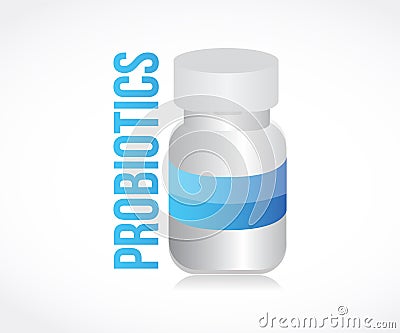 probiotics pill jar. Vector Illustration