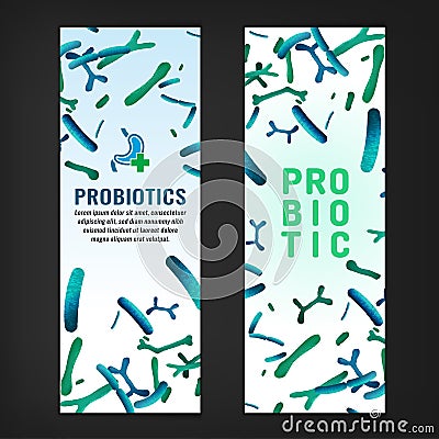 Probiotics, prebiotics vertical banners Vector Illustration