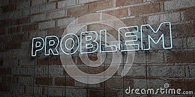 PROBLEM - Glowing Neon Sign on stonework wall - 3D rendered royalty free stock illustration Cartoon Illustration