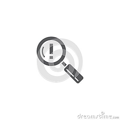 Problem search vector icon symbol find error isolated on white background Vector Illustration