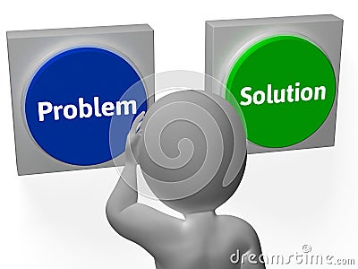 Problem Solution Buttons Show Answers Stock Photo