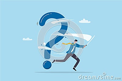 Problem solution, solve question mark, uncertainty or confusion, advice decision or challenge to overcome issue, trouble or Vector Illustration
