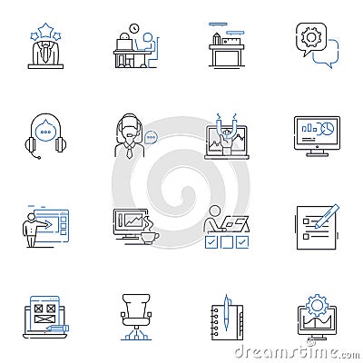 Problem-solving and decision-making line icons collection. Analyze, Assess, Brainstorm, Categorize, Choose, Clarify Vector Illustration