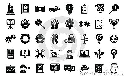 Problem solving icons set simple vector. Business brainstorming Vector Illustration