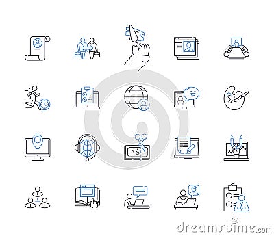 Problem-solving powwow line icons collection. Collaboration, Brainstorming, Teamwork, Innovation, Solution-focus Vector Illustration