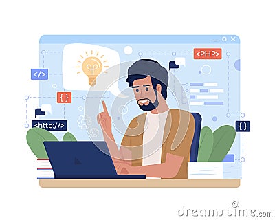 Problem solving in software development 2D vector isolated illustration Vector Illustration