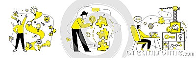 Problem solving. Success blossoms where strategy and problem solving concept converge Vector Illustration