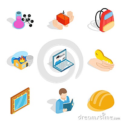 Problem at work icons set, isometric style Vector Illustration