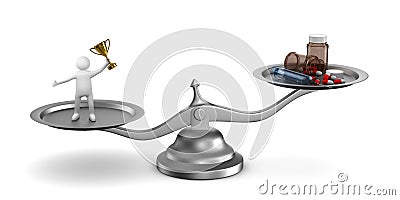 Problems dope in sports. Isolated 3D illustration Cartoon Illustration