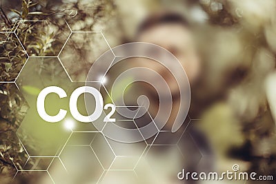 Unrecognizable man outdoors looking to future and solving problems of CO2 emission Stock Photo