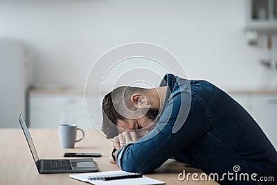 Problems at work, mistake, fatigue, dismissal, stress and overwork Stock Photo